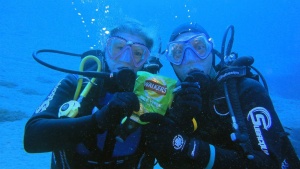 Val & Richard on their PADI deep diver speciality in Lanzarote