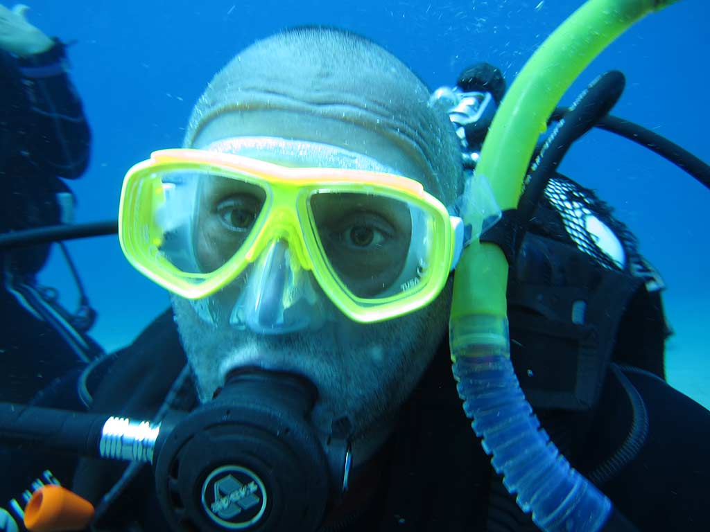 Adam on his PADI digital underwater photography speciality course in Lanzarote
